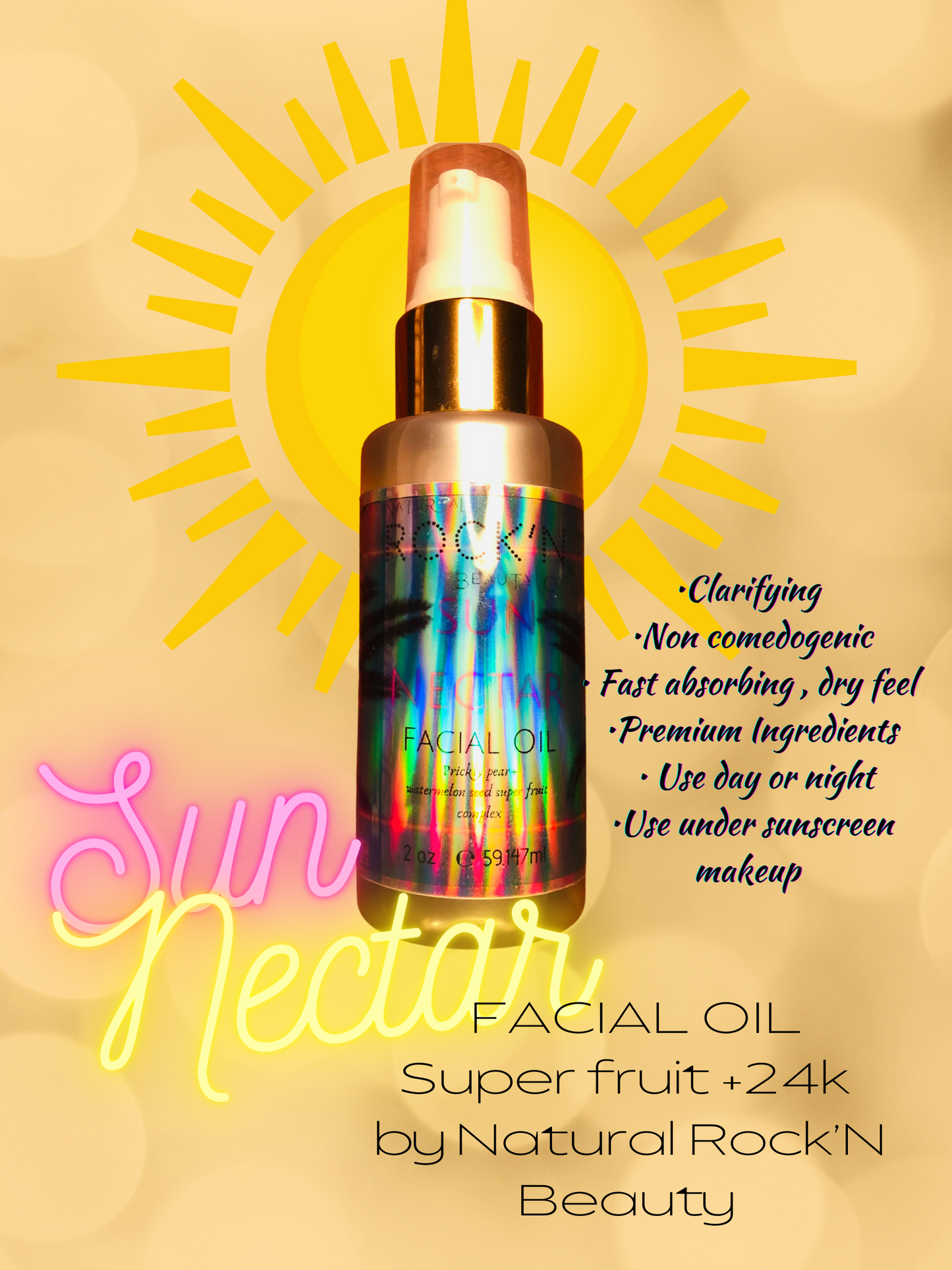 SUN 24 k CLARIFYING FACIAL OIL SERUM 2 Oz.